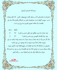 رویت هلال ماه ذی الحجّة 1444 ه ق (1402 ه ش )