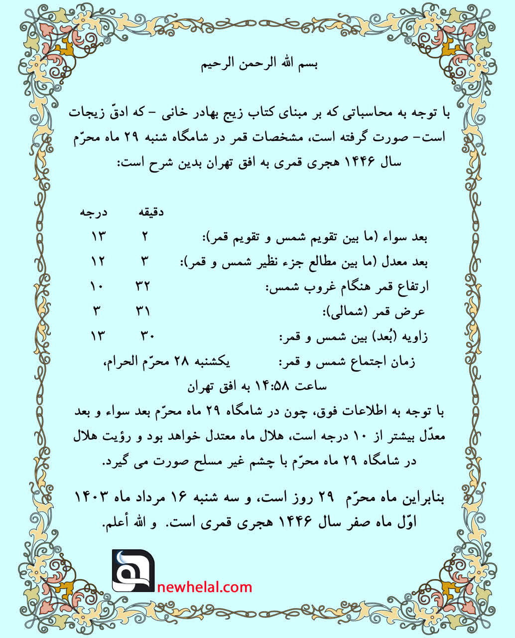 رویت هلال ماه صفر 1446 هجری قمری (1403 هجری شمسی).